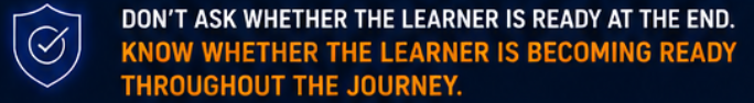 Donβt ask whether the learner is ready at the end. Know whether the learner is becoming ready throughout the journey.